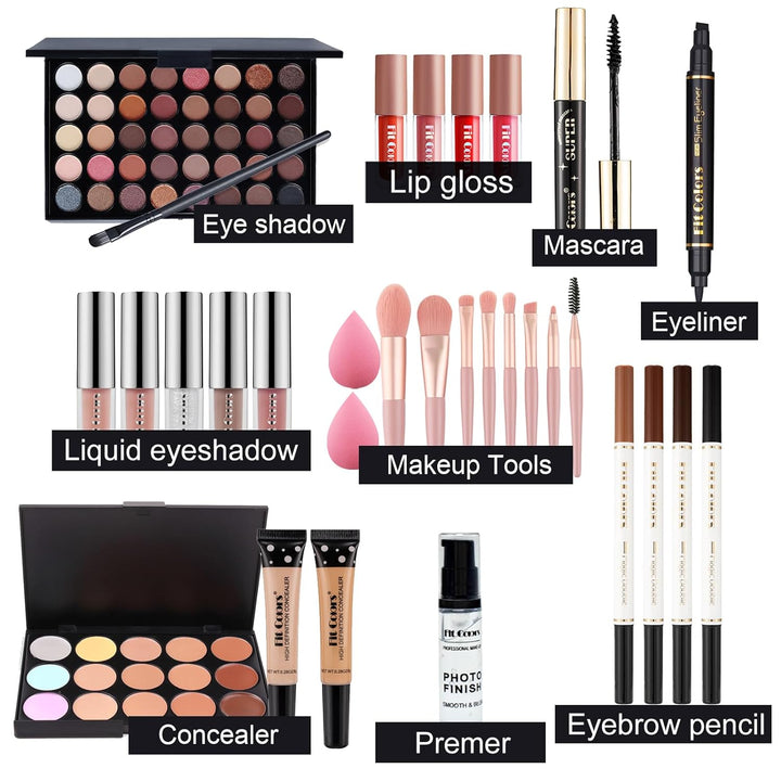 CHSEEO Make up Set Schminkset Cosmetics Schminkkoffer Kosmetik Geschenk Set Lidschatten Lipgloss Con