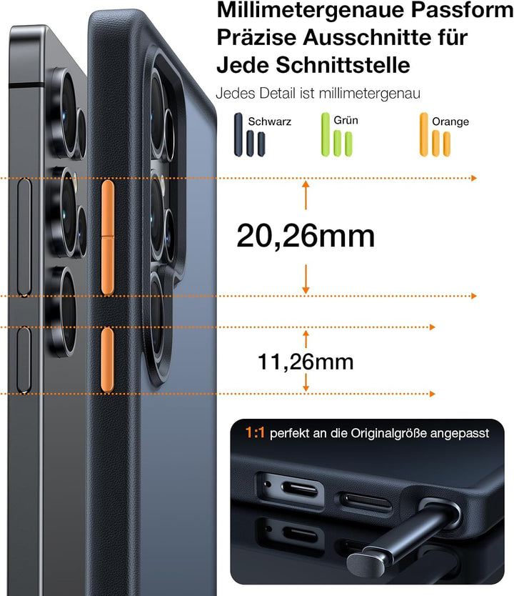 TORRAS für Samsung Galaxy S25 Ultra Hülle [TOP Militärschutz] mit 360°Airbags Stossfeste Handyhülle