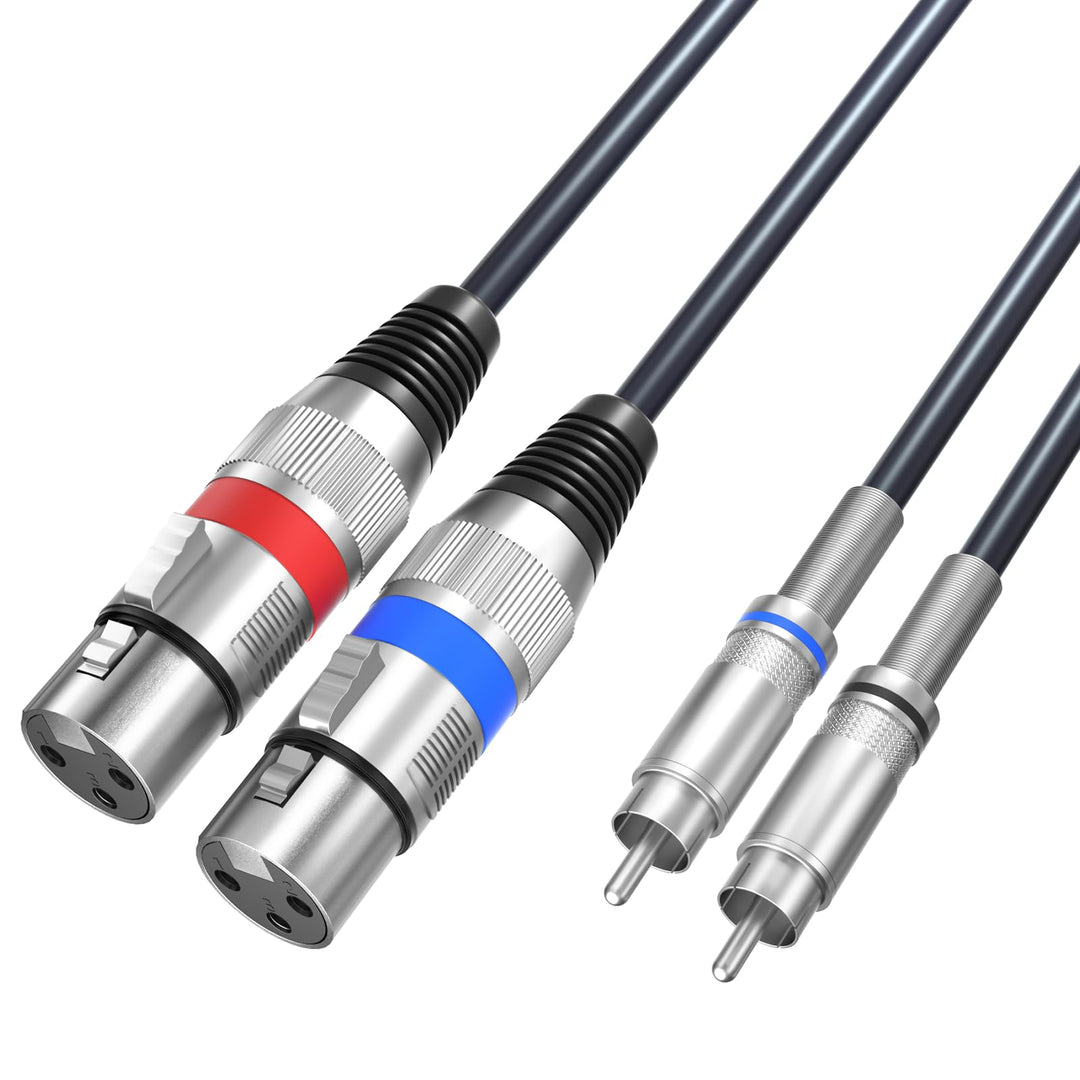 Tisino Doppelte XLR-Buchse auf Cinch-Kabel, Hochleistungskabel, 2 XLR-Buchsen auf 2 Cinch-Stecker, H