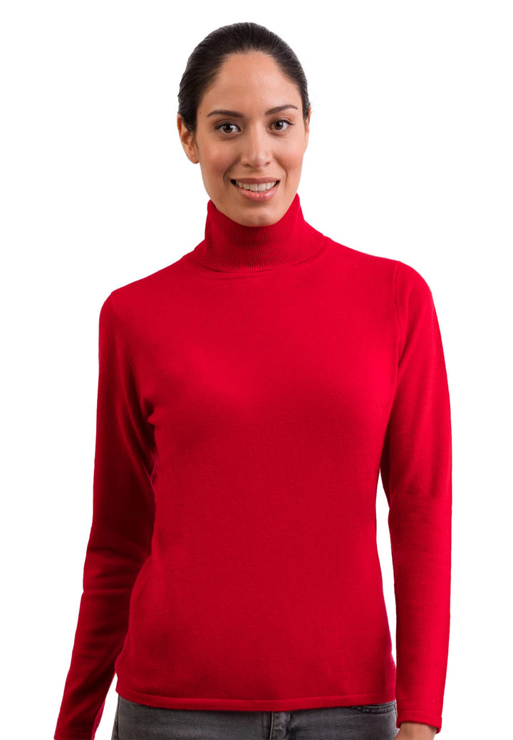 100% Kaschmir Damen Pullover | Sweater Rollkragen 2-fädig XS Rot, XS Rot