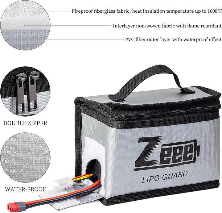Zeee Lipo Safe Bag, feuerfeste und explosionsgeschützte Tasche, grosse Kapazität, Lipo-Akku-Aufbewah