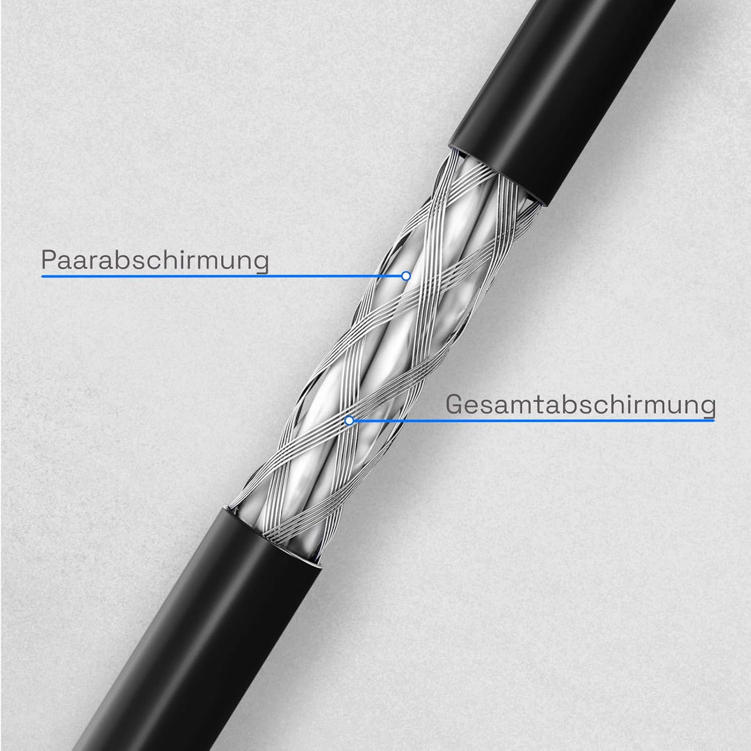 HB-DIGITAL 25m Cat 7 Verlegekabel Outdoor schwarz AWG23/1 PE S/FTP doppelt geschirmt PIMF Reines Kup
