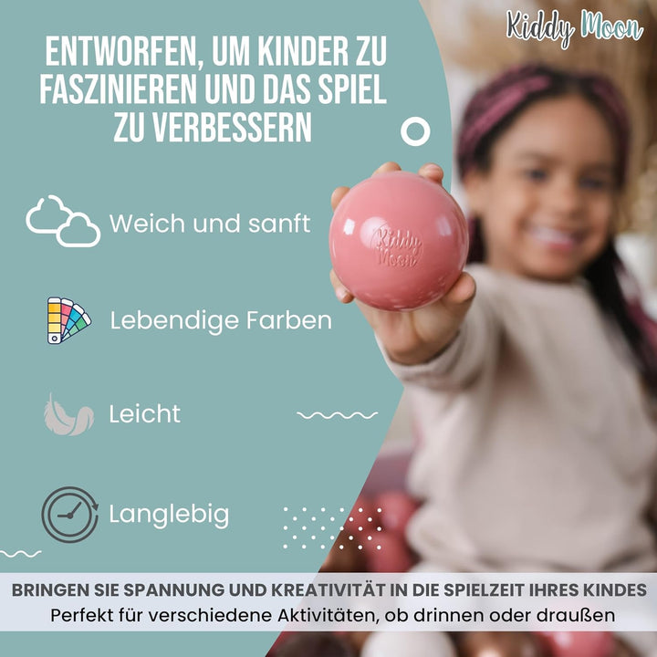 KiddyMoon 300 ∅ 7Cm Kinder Bälle Spielbälle Für Bällebad Baby Plastikbälle Made In EU, Perle/Grau/Tr