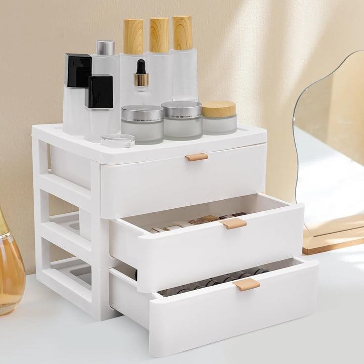 Aufbewahrungsbox mit 3 Schubladen, Schreibtisch Organizer Kosmetik Schubladenbox Desktop Schubladen
