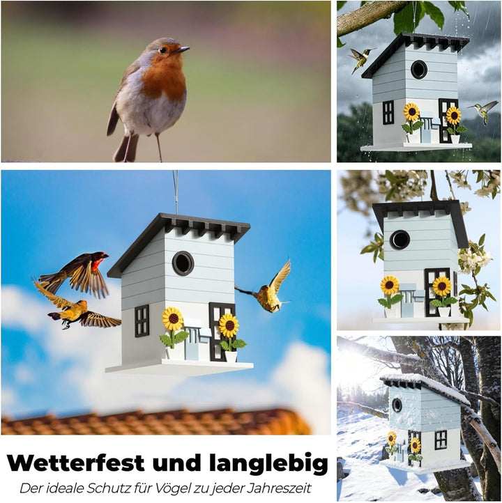 Deko Vogelhaus zum Aufhängen - Nistkasten im Landhausstil für kleine Vögel, dekoratives Vogelhäusche