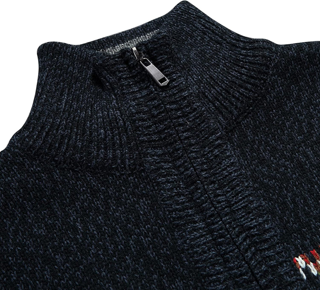Herren Strickpullover Crewneck Zipper Winterpullover Pullover, Blau