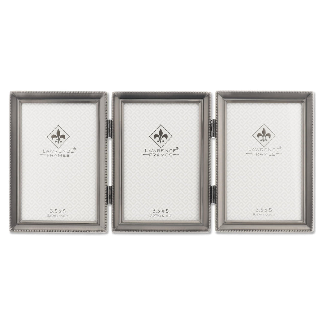 Lawrence Frames Bilderrahmen aus Zinn, mit Scharnier, 7,6 x 12,7 cm, mit Perlenkante zinnfarben 3.5x