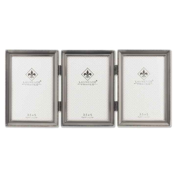 Lawrence Frames Bilderrahmen aus Zinn, mit Scharnier, 7,6 x 12,7 cm, mit Perlenkante zinnfarben 3.5x