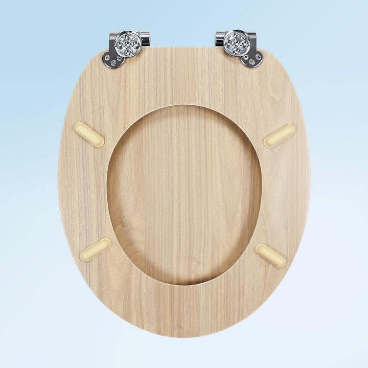 WC-Sitz mit Absenkautomatik, Toilettendeckel aus stabilem MDF-Holzkern, Verstellbare Scharniere aus