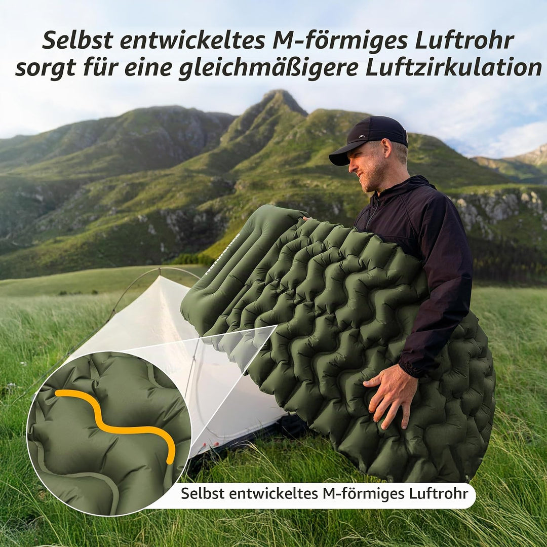 Naturehike Camping Isomatte, Ultraleichte Aufblasbare Schlafmatten, Integrierte Luftpumpe ist Einfac