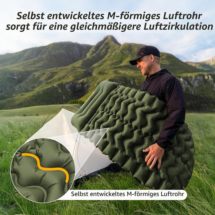 Naturehike Camping Isomatte, Ultraleichte Aufblasbare Schlafmatten, Integrierte Luftpumpe ist Einfac