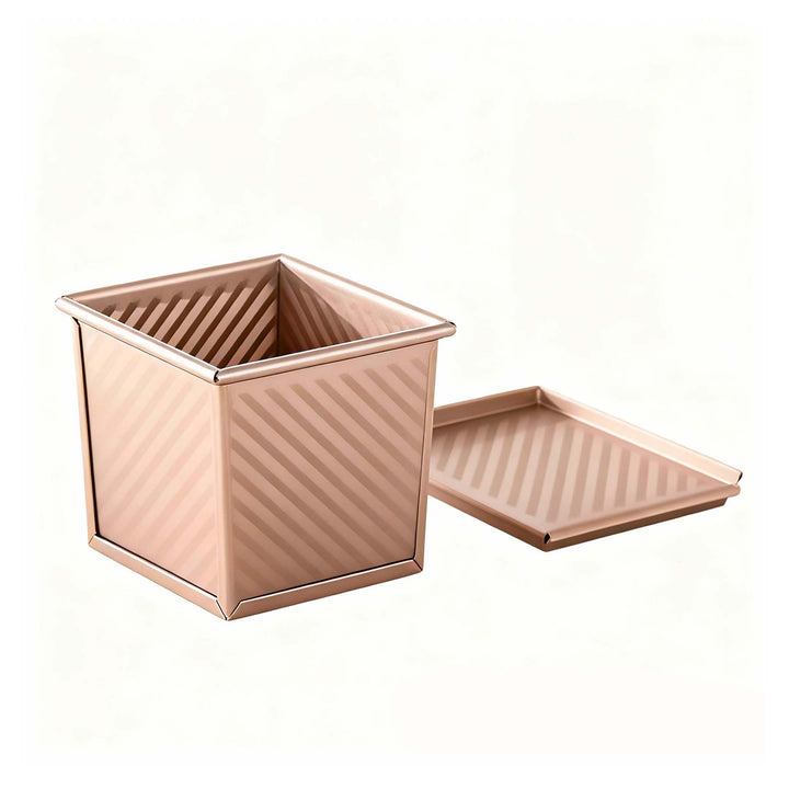 Kastenform Brot,Brotbackform mit Deckel - 250g Wellenform Quadratische Toastbrot Backform, Roségold