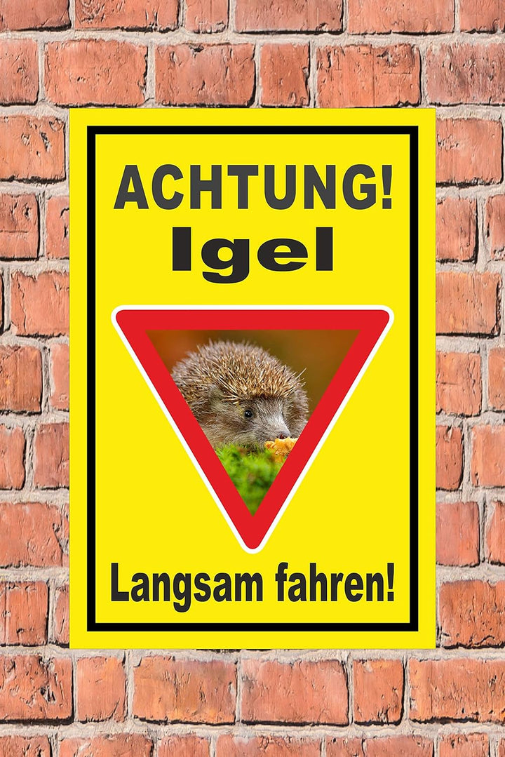 Melis Folienwerkstatt Schild Igel - langsam Fahren - 60x40cm - 3mm Aluverbund – 20 VAR S00359-157-C