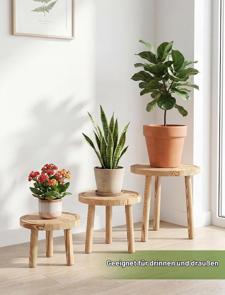 NiHome Pflanzenregal Holz 3 Stufen, Blumentreppe Balkon Garten