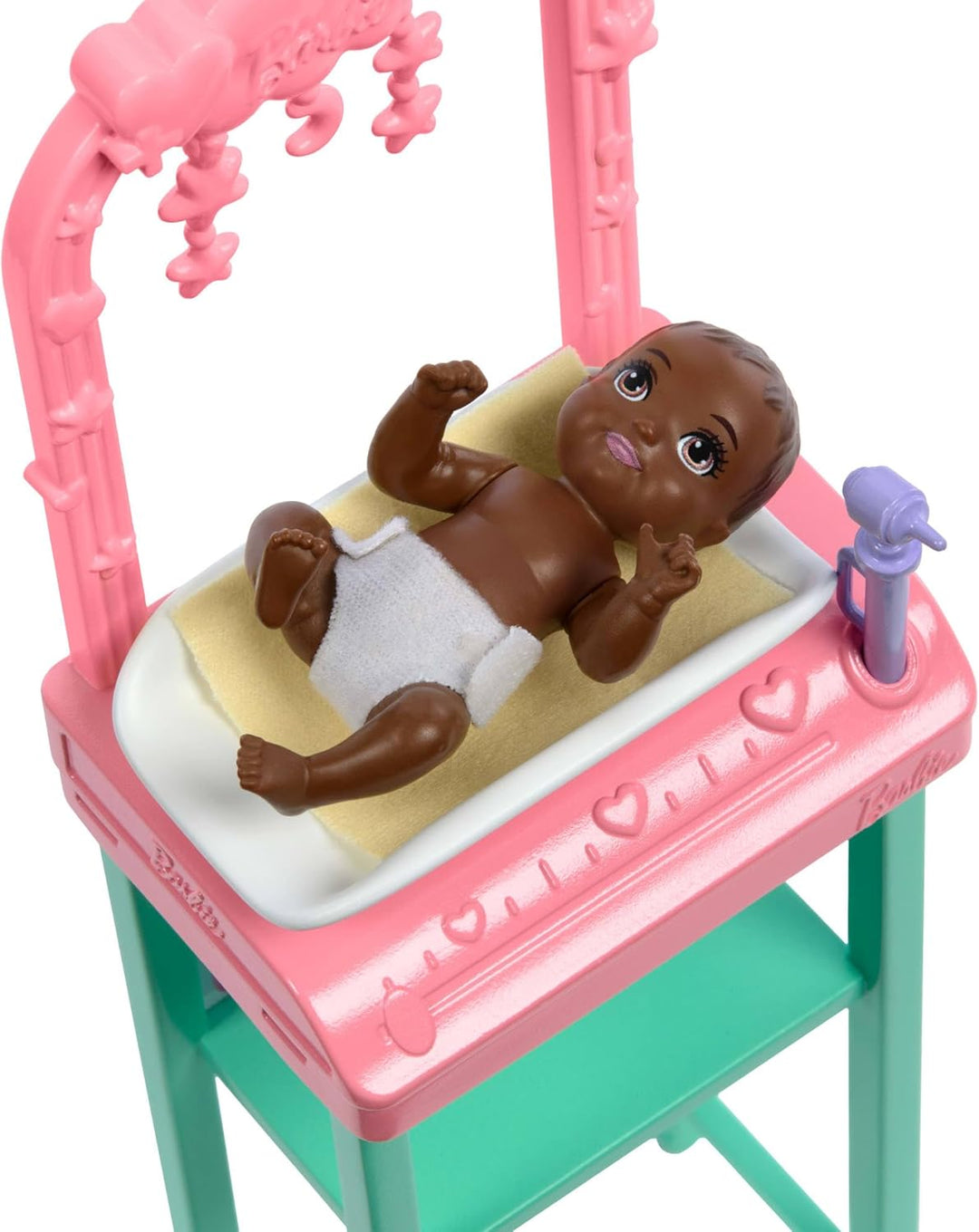 Barbie Kinderärztin-Puppe mit blonder Modepuppe und pinkfarbenem Kittel-Set, 1 Baby-Patientenpuppe m