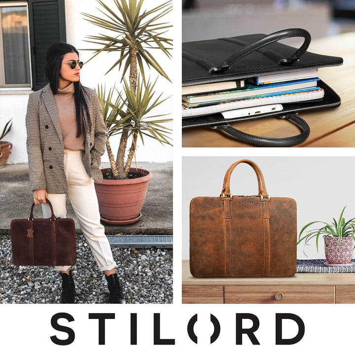 STILORD 'Clover' Arbeitstasche Damen Leder Elegant Business-Tasche Vintage Laptoptasche 13,3 Zoll Do