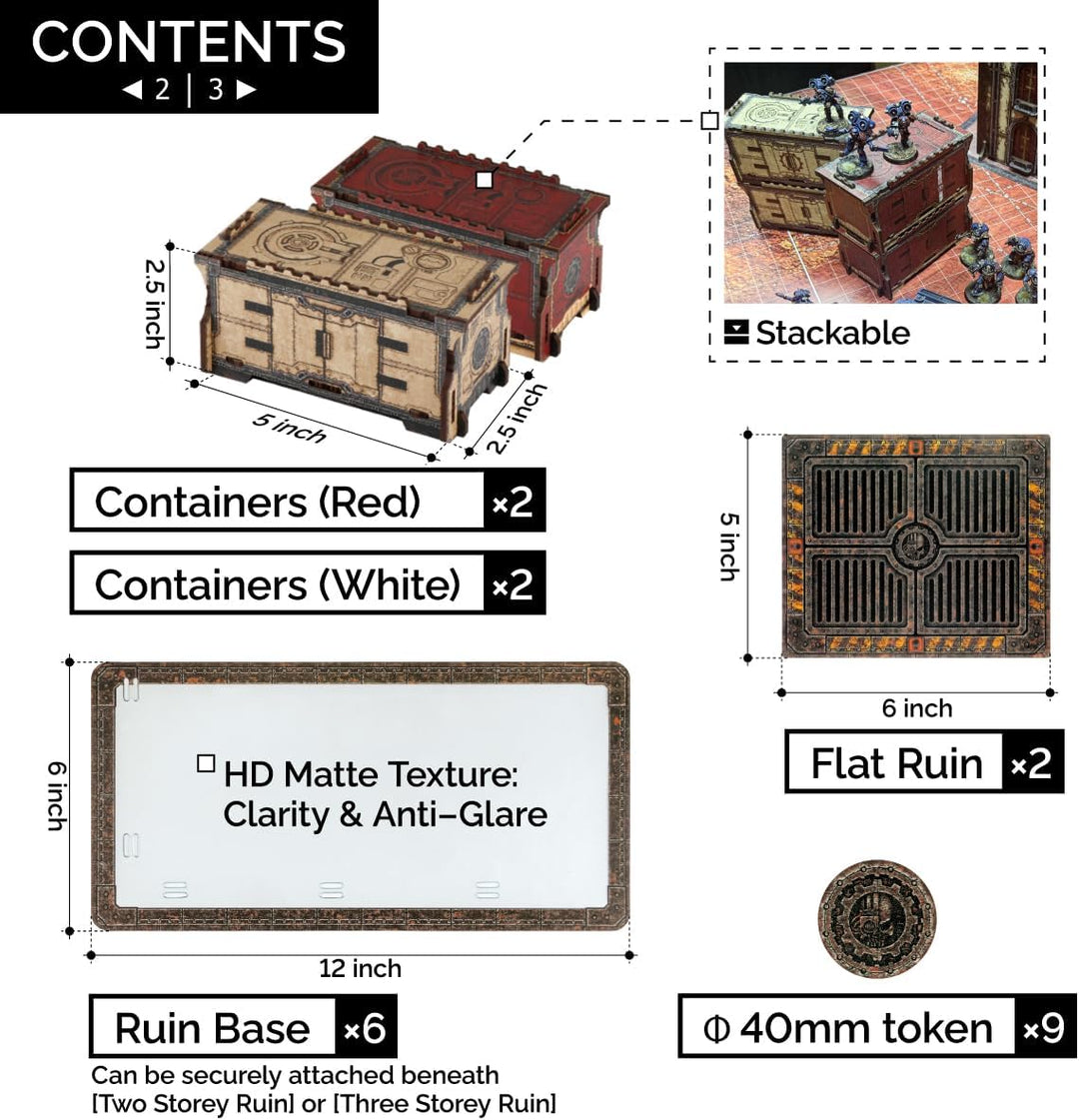 Jucoci Battlezone Creation Kit 15PCS Tabletop Terrain Wargame Terrains Set Compatible with WH40K 9 P