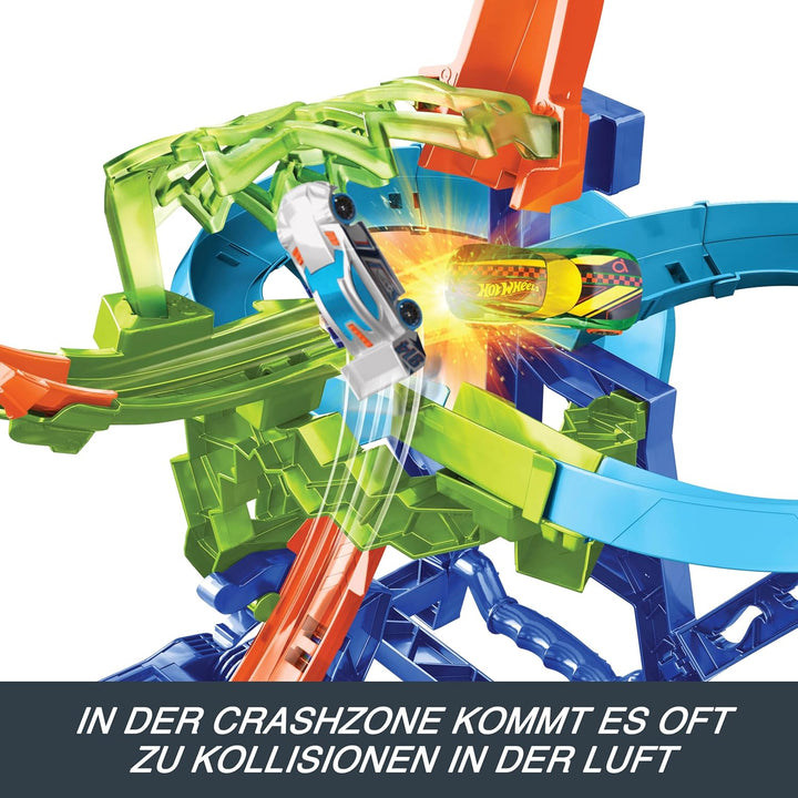 Hot Wheels Spielzeugauto-Trackset, Stunttrack Unendliche Crash-Action mit Die-Cast-Spielzeugauto im