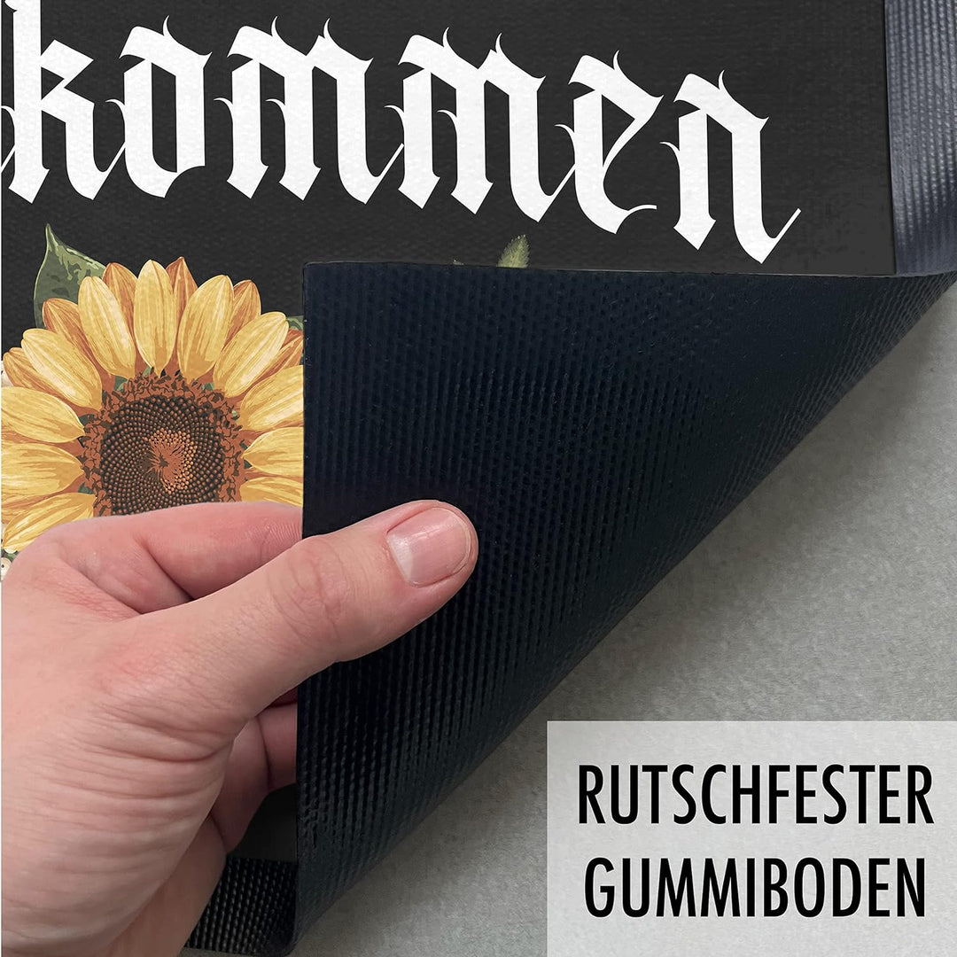 Trendation - Willkommen Fussmatte Grafik Schmutzfangmatte Geschenk Aussen Innenbereich 60x40 cm Wasc