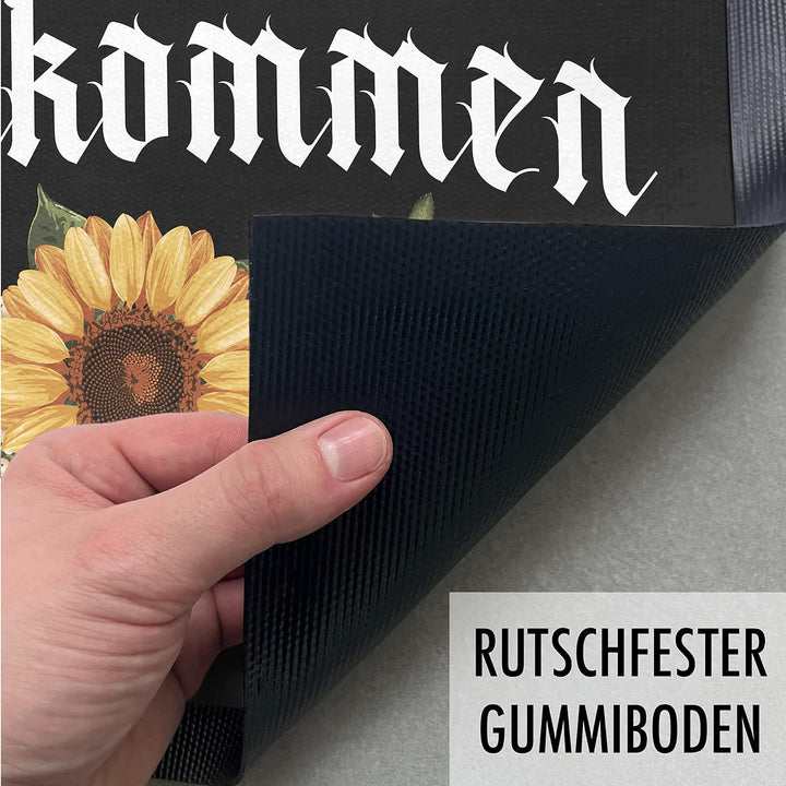 Trendation - Willkommen Fussmatte Grafik Schmutzfangmatte Geschenk Aussen Innenbereich 60x40 cm Wasc