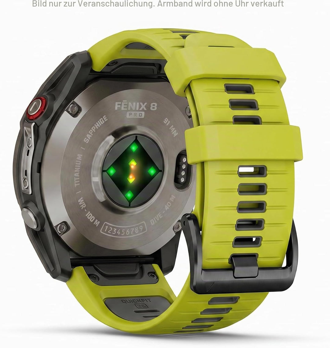 Garmin Unisex – Erwachsene QUICKFIT-Armband, Electric Lime/Graphit, 26mm