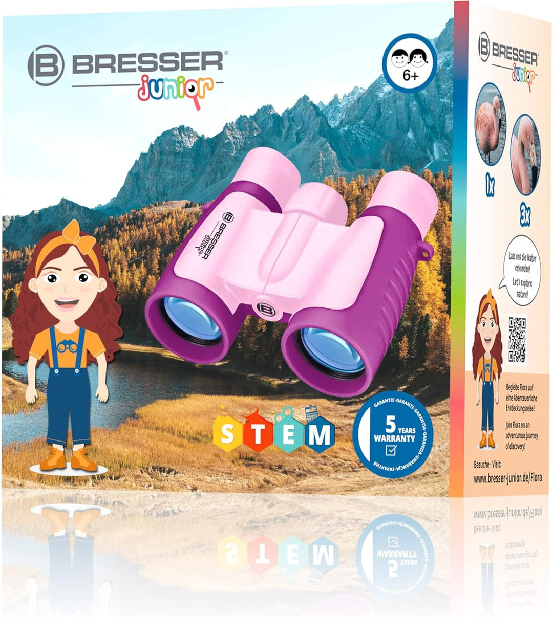 Bresser Junior Kinderfernglas 3x30 in verschiedenen Farben, 3x Vergrösserung, 30mm Objektivdurchmess