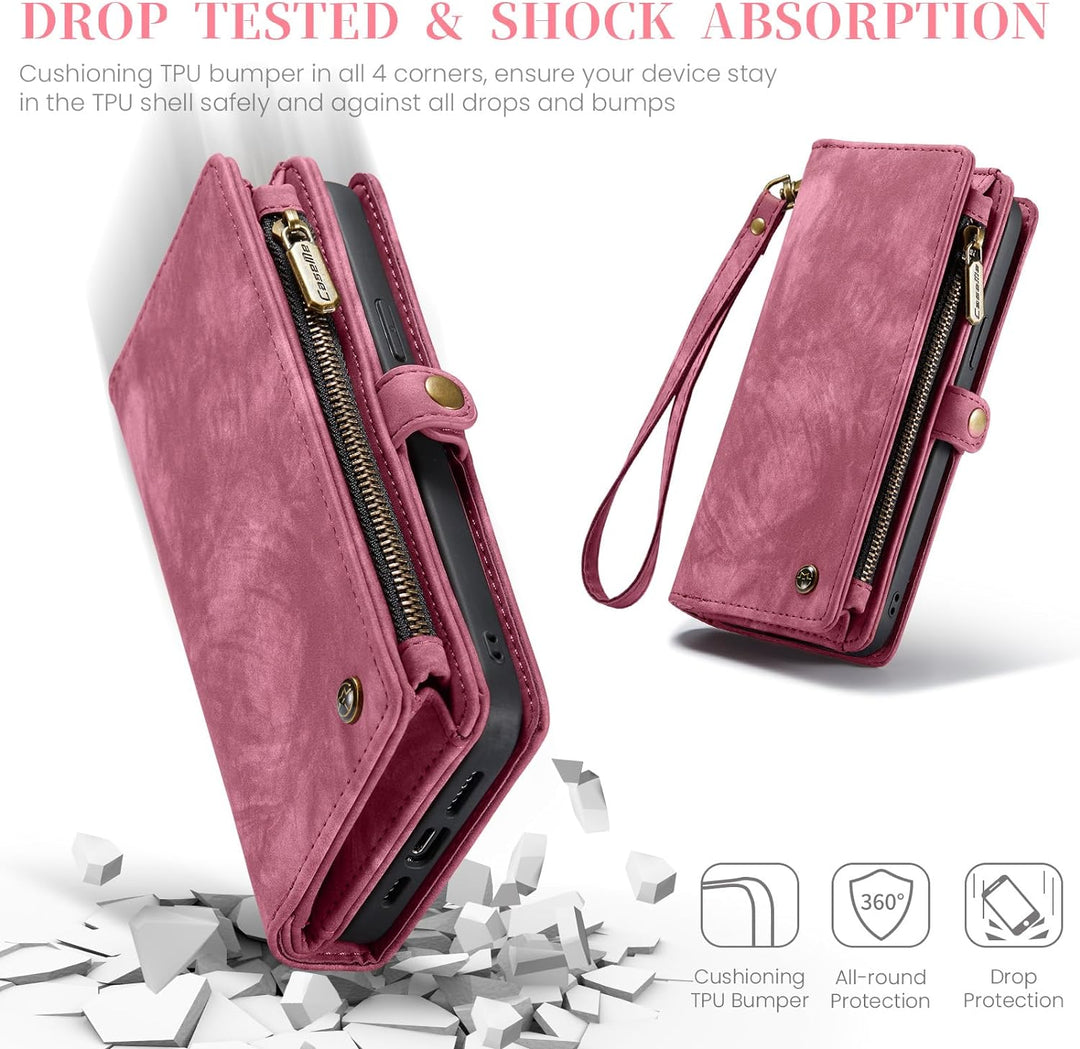 UFinetech für iPhone 15 Pro Max Hülle, Flip Leder TPU Stossfeste Kartenfach Tasche Handyhülle für iP