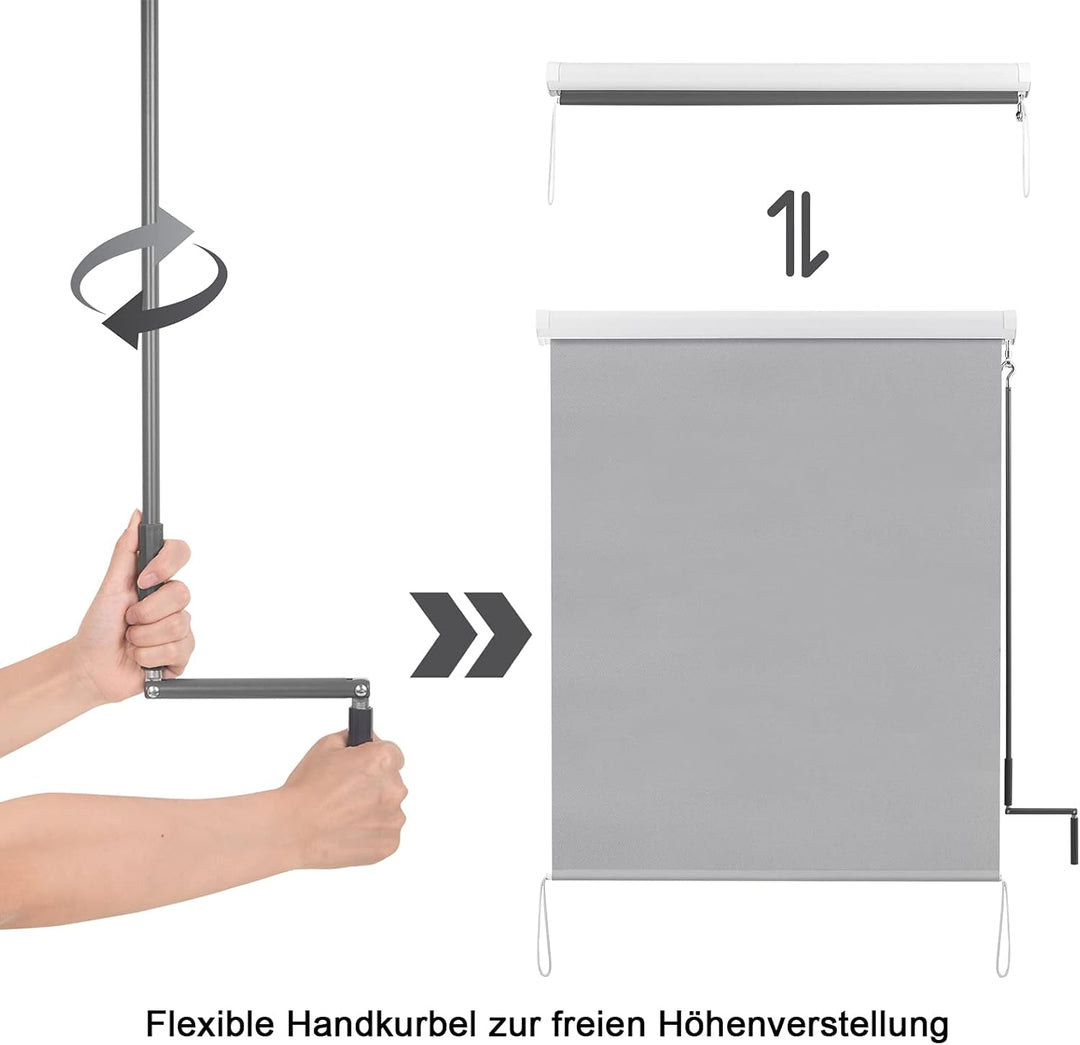WOLTU Senkrechtmarkise Balkonmarkise Vertikalmarkise mit Handkurbel und Markisenkassette für Terrass