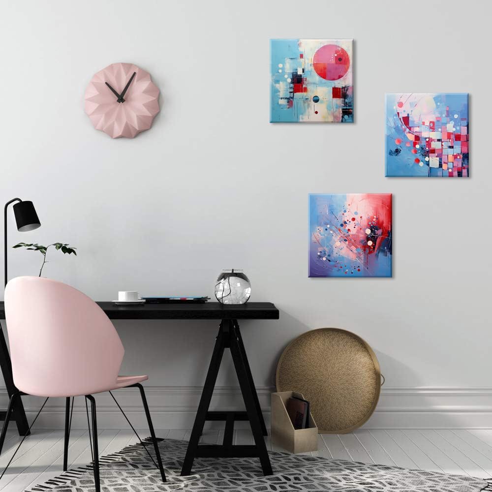 Piy Painting Abstraktes Gemälde Auf Leinwand, Abstraktes Leinwandbild, Rosa Blau Leinwand Wandbilder