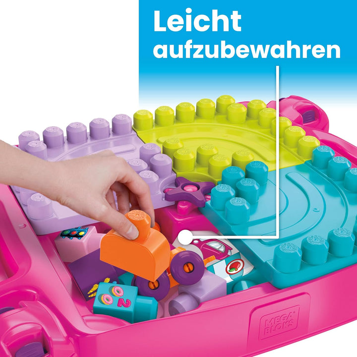 MEGA Bloks FFG22 - Bau- und Stapelspass, Bau- und Spieltisch, inklusive 30 Bausteine, rosa, Spielzeu