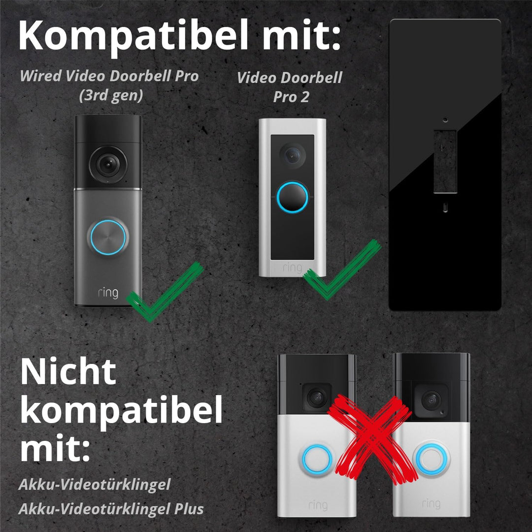iSecur Personalisierte Blende passend für Ring Videotürklingel Acryl schwarz I Wired Doorbell Pro 3.