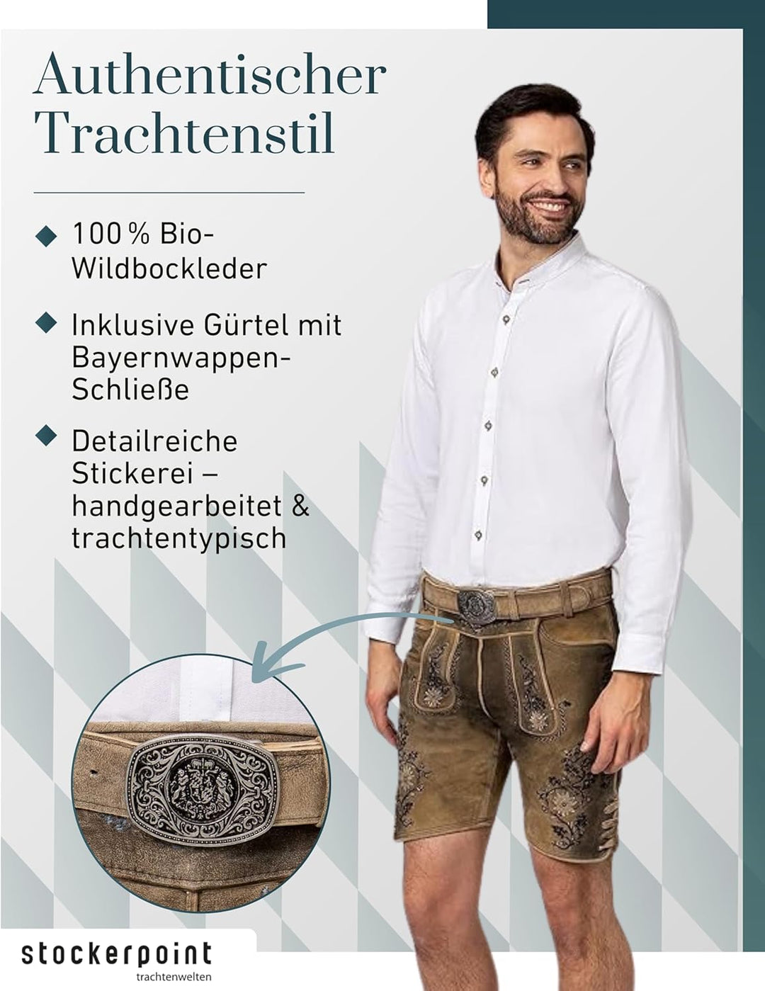 Stockerpoint Herren Franz Trachtenlederhose 46 Uroid Schwarz, 46 Uroid Schwarz