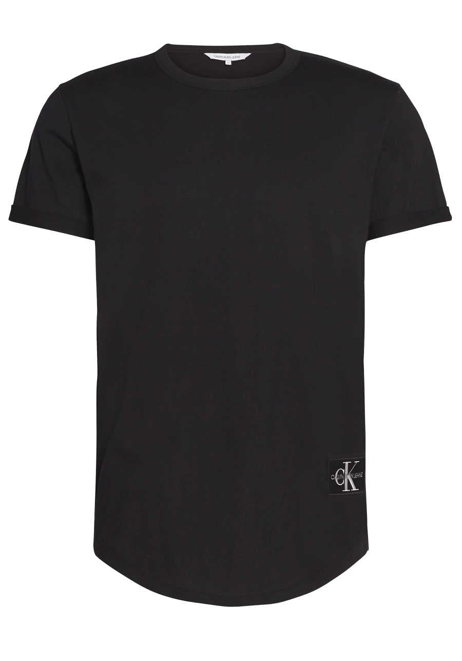 Calvin Klein Herren T-Shirt Kurzarm Badge Turn Up Sleeve Rundhalsausschnitt XXS Black (Ck Black), XX