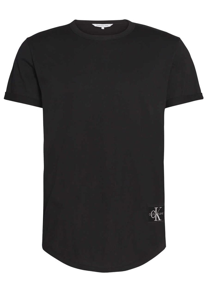 Calvin Klein Herren T-Shirt Kurzarm Badge Turn Up Sleeve Rundhalsausschnitt XXS Black (Ck Black), XX