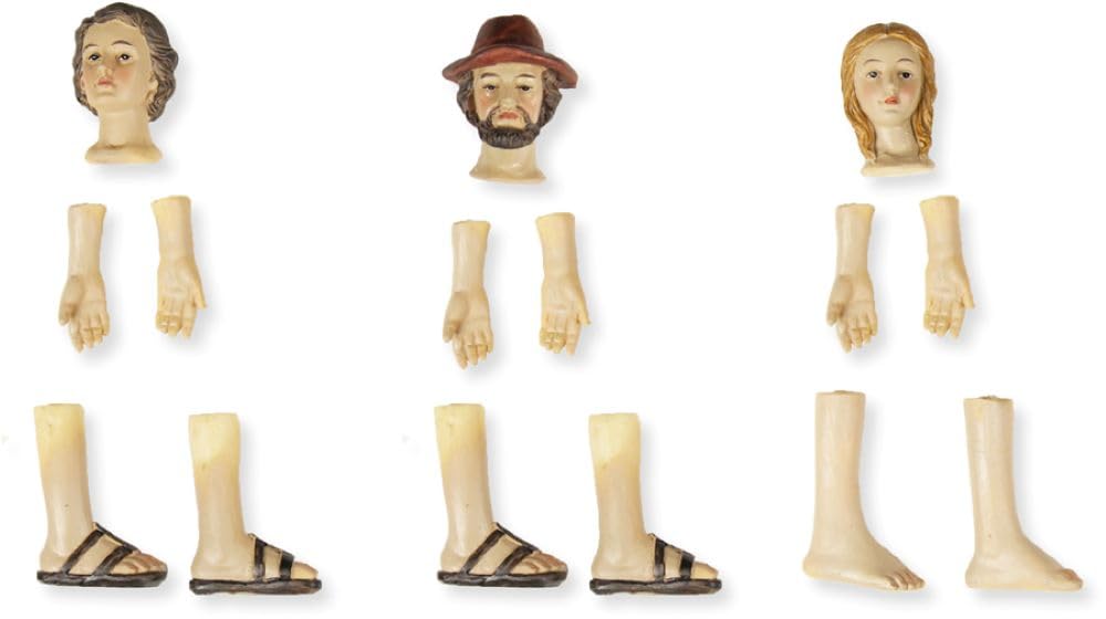 FADEDA 15x Körperteile, 2 Hirten + Magd/Höhe:15 cm/handbemalt/detailgetreue Krippen Figuren - Weihna