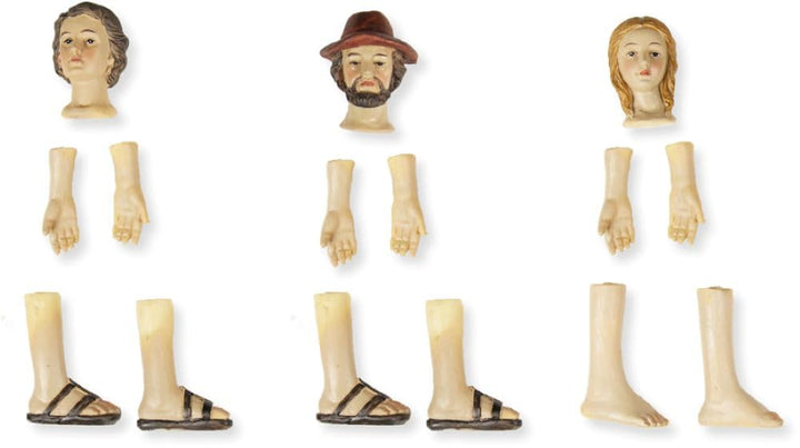 FADEDA 15x Körperteile, 2 Hirten + Magd/Höhe:15 cm/handbemalt/detailgetreue Krippen Figuren - Weihna