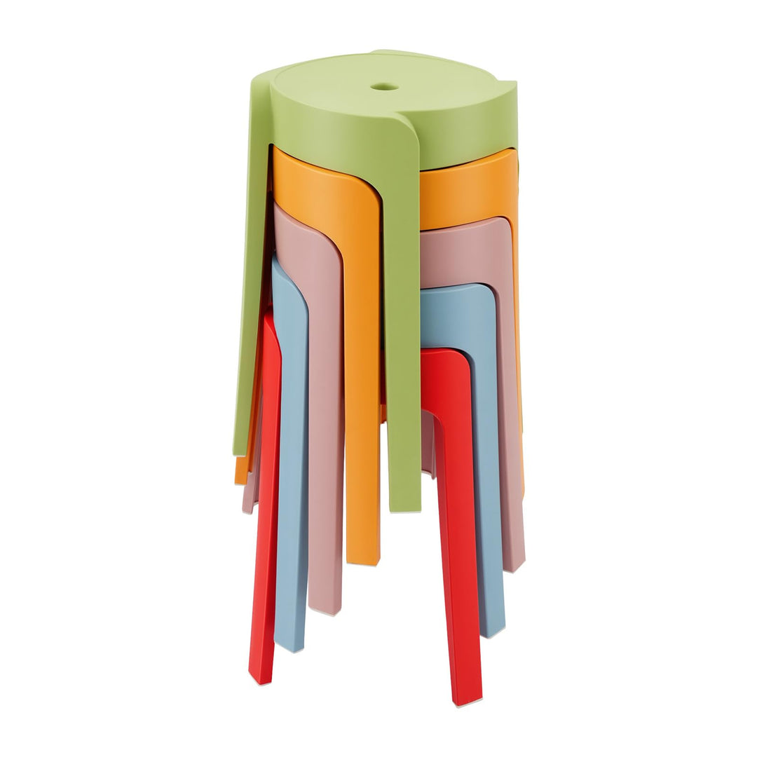 46 cm Hocker stapelbar, 5 Pcs Hocker Plastik, Stapelhocker Kunststoff, bis zu 75 kg, Plastikhocker f