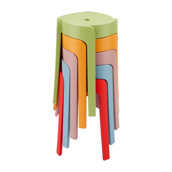 46 cm Hocker stapelbar, 5 Pcs Hocker Plastik, Stapelhocker Kunststoff, bis zu 75 kg, Plastikhocker f