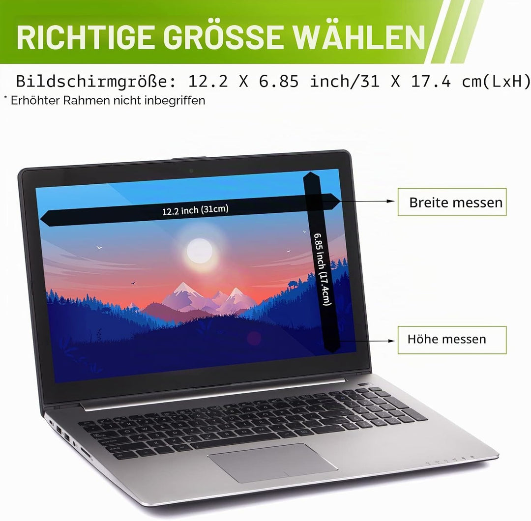SOPPY Blickschutzfilter, 14 Zoll Laptop Blickschutzfolie, Laptop Screen Filter Datenschutz Bildschir