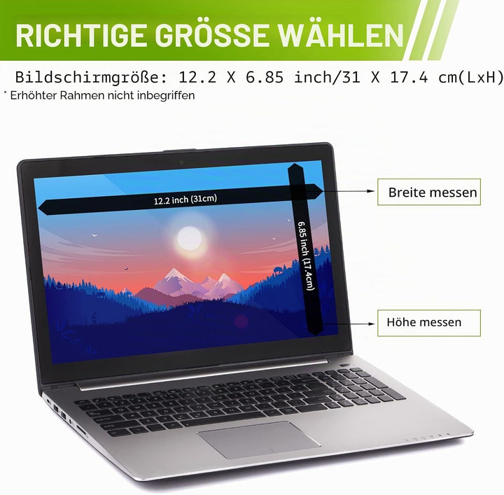 SOPPY Blickschutzfilter, 14 Zoll Laptop Blickschutzfolie, Laptop Screen Filter Datenschutz Bildschir
