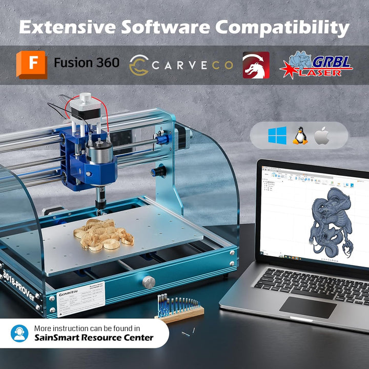 Genmitsu 3018-PROVer V2 CNC-Fräsmaschine, Desktop-CNC für Einsteiger mit Endschaltern und Not-Aus, v