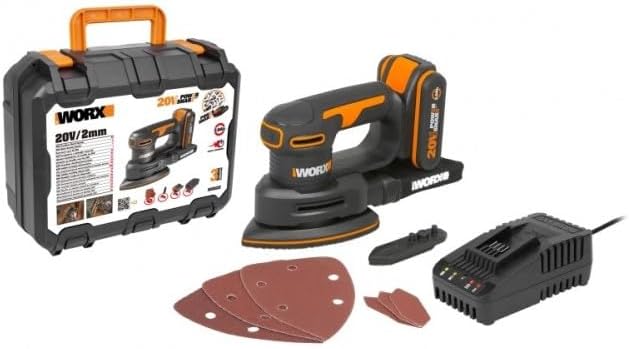 WORX WX822 Akku Detailschleifer 20V - Elektrische 20V Schleifmaschine für Holzmöbel, Türen, Ecken un