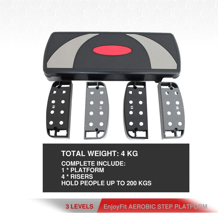 EnjoyFit Aerobic Steppbrett XL Premium Extra Gross Inkl. 3-Fach Höhenverstellbarer Stepper, 78 x 30