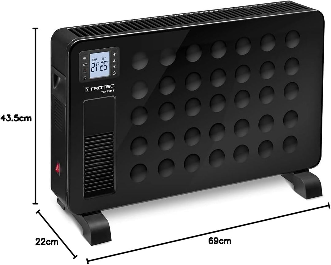 TROTEC Heizkörper Elektro TCH 2311 E – Heizleistung 1000 W / 1300 W / 2300 W – Konvektor mobil, schw