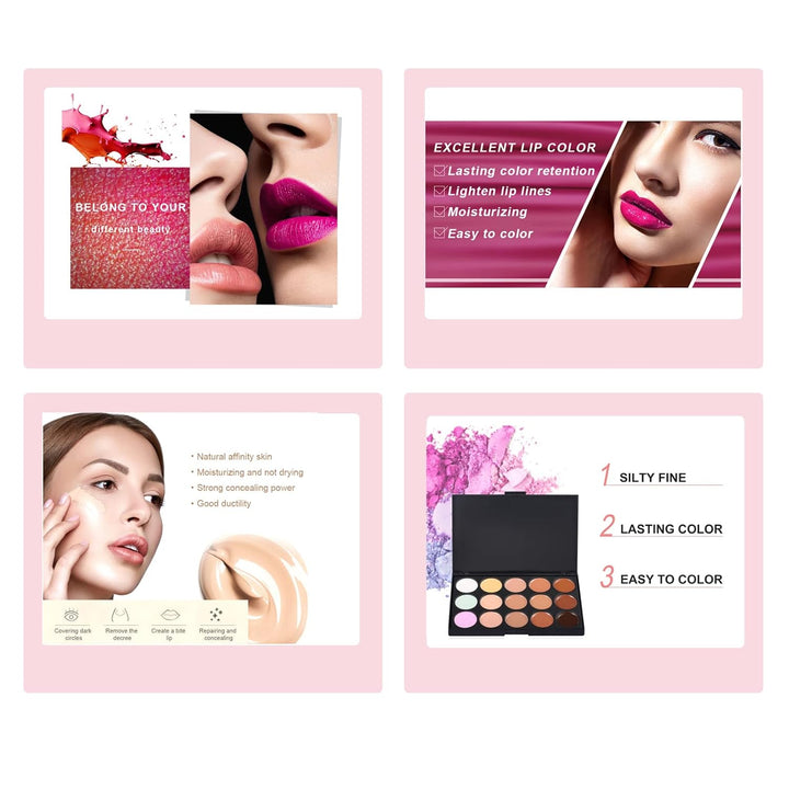RoseFlower schminkset frauen, Professionelles Make-up-Set Teenager Mädchen Schminkkoffer Kosmetische