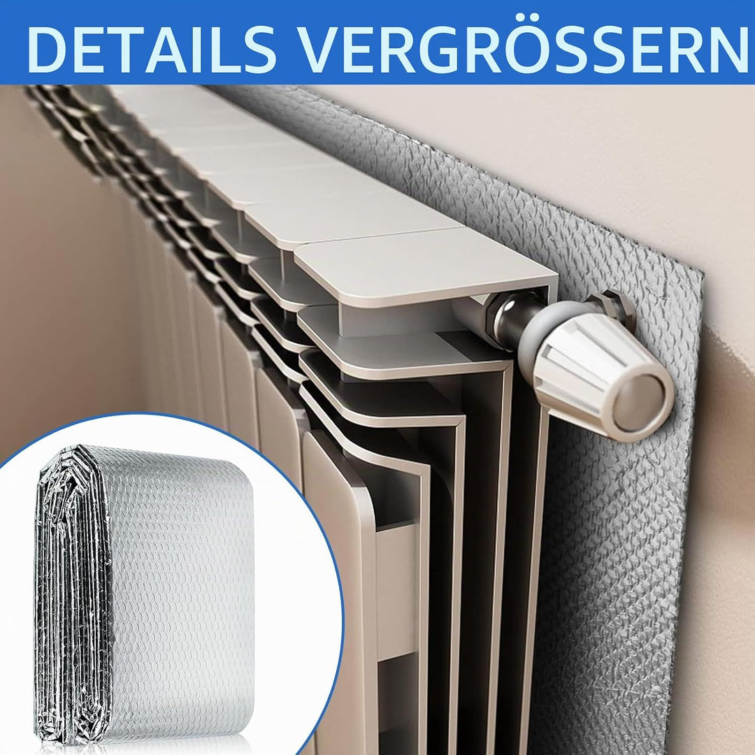 Heizkörper Reflexionsfolie Heizung,Isoliermatte Heizung 5m x 0.6m x 3mm,Doppelte Alu-Luftpolsterfoli