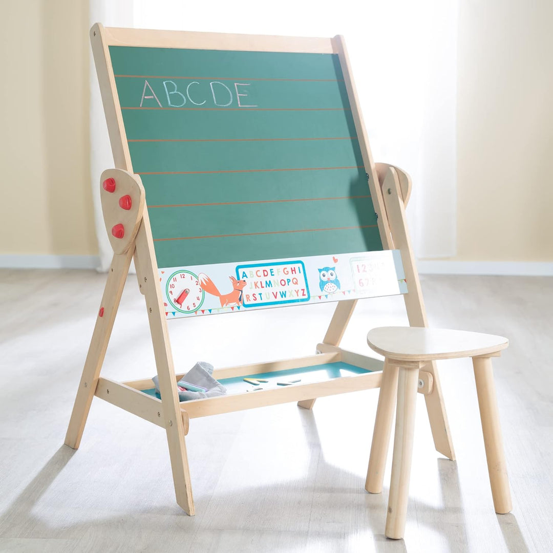 roba Tafel & Kinder-Sitz-Set, Kindertafel wandelbar zu Tisch-Stuhl-Set, Schreibtafel, Holz natur Sta
