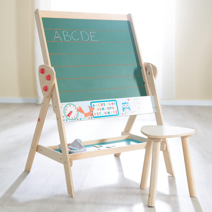 roba Tafel & Kinder-Sitz-Set, Kindertafel wandelbar zu Tisch-Stuhl-Set, Schreibtafel, Holz natur Sta