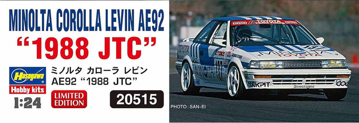 Hasegawa 020515 1/24 Minolta Corolla Levin AE92 1988 JTC, Mehrfarbig