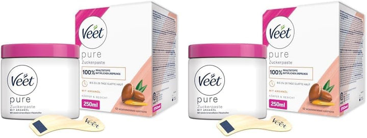 Veet Pure Zuckerpaste mit Arganöl - Sugaring Paste für die Haarentfernung an Körper & Gesicht - 1 x